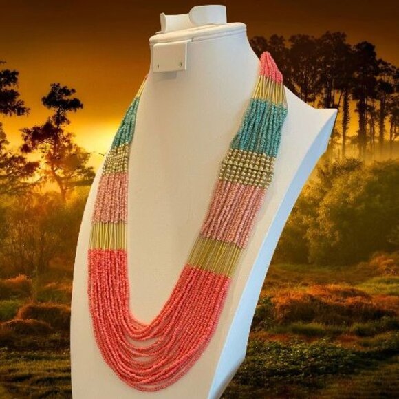 🎊HP!🎊Boho Colorful Multi-Layered Beaded Necklace - Picture 3 of 5